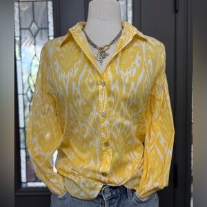 Chico's Medallion Glow Golden Haze Woven Lightweight Top Size M